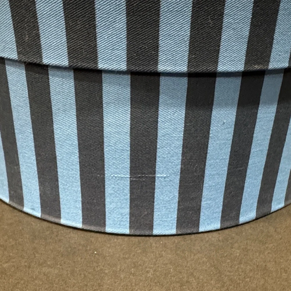 Striped Round Hat Box in Blue and Navy